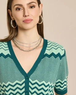 Ajour Kurzarm Strick Cardigan