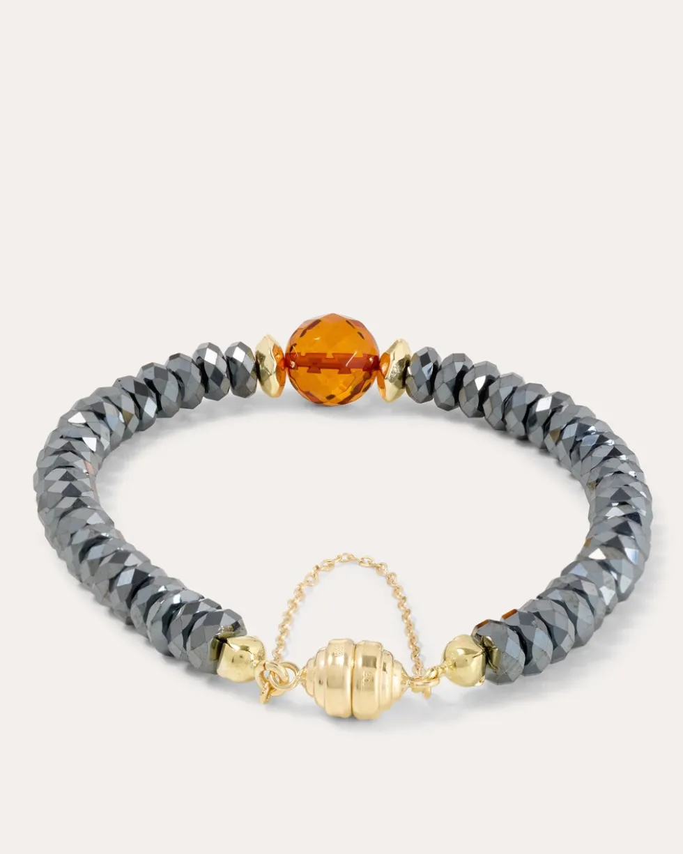 Armband mit Hämatit & Bernstein