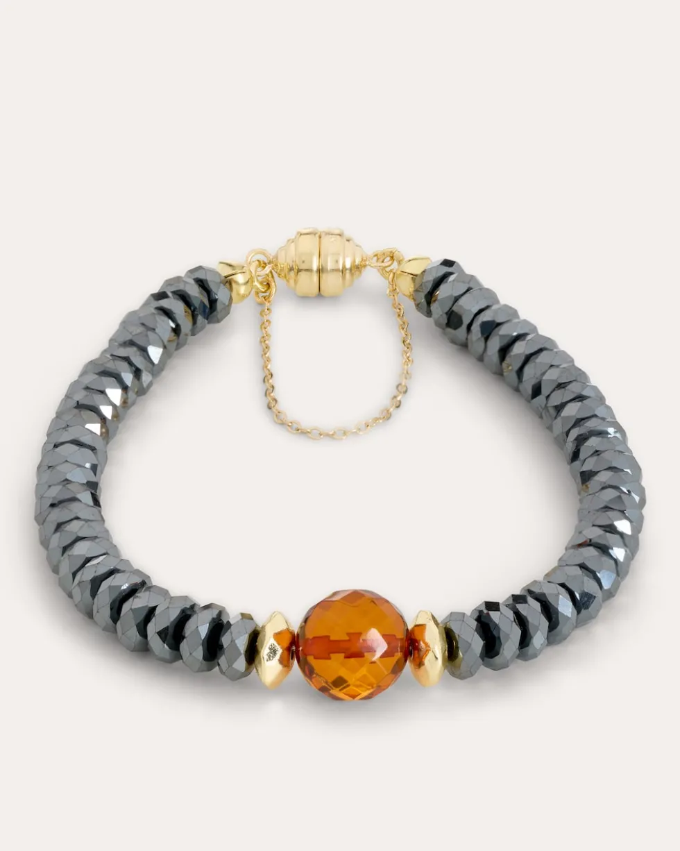 Armband mit Hämatit & Bernstein