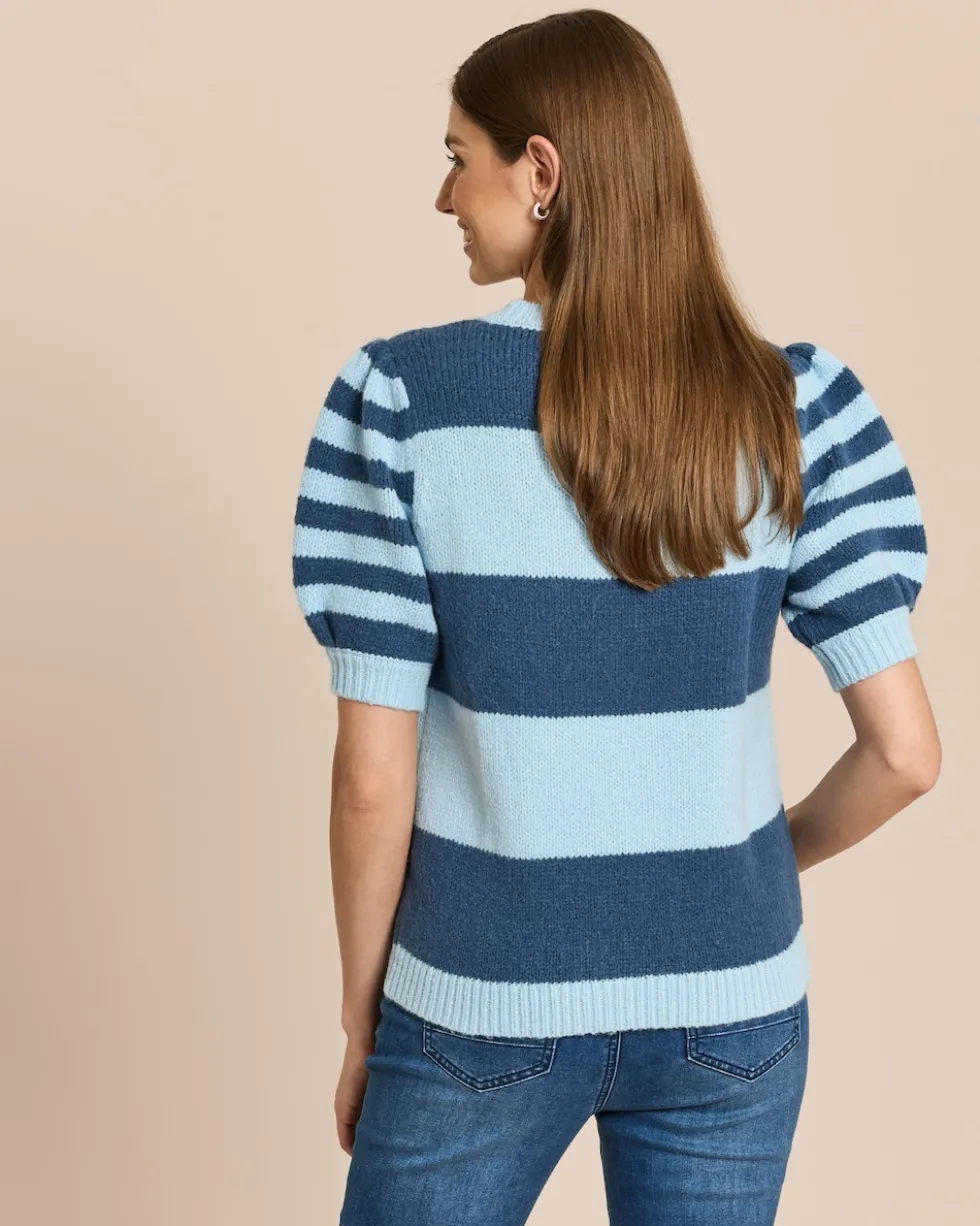3/4-Arm-Pullover mit Streifen