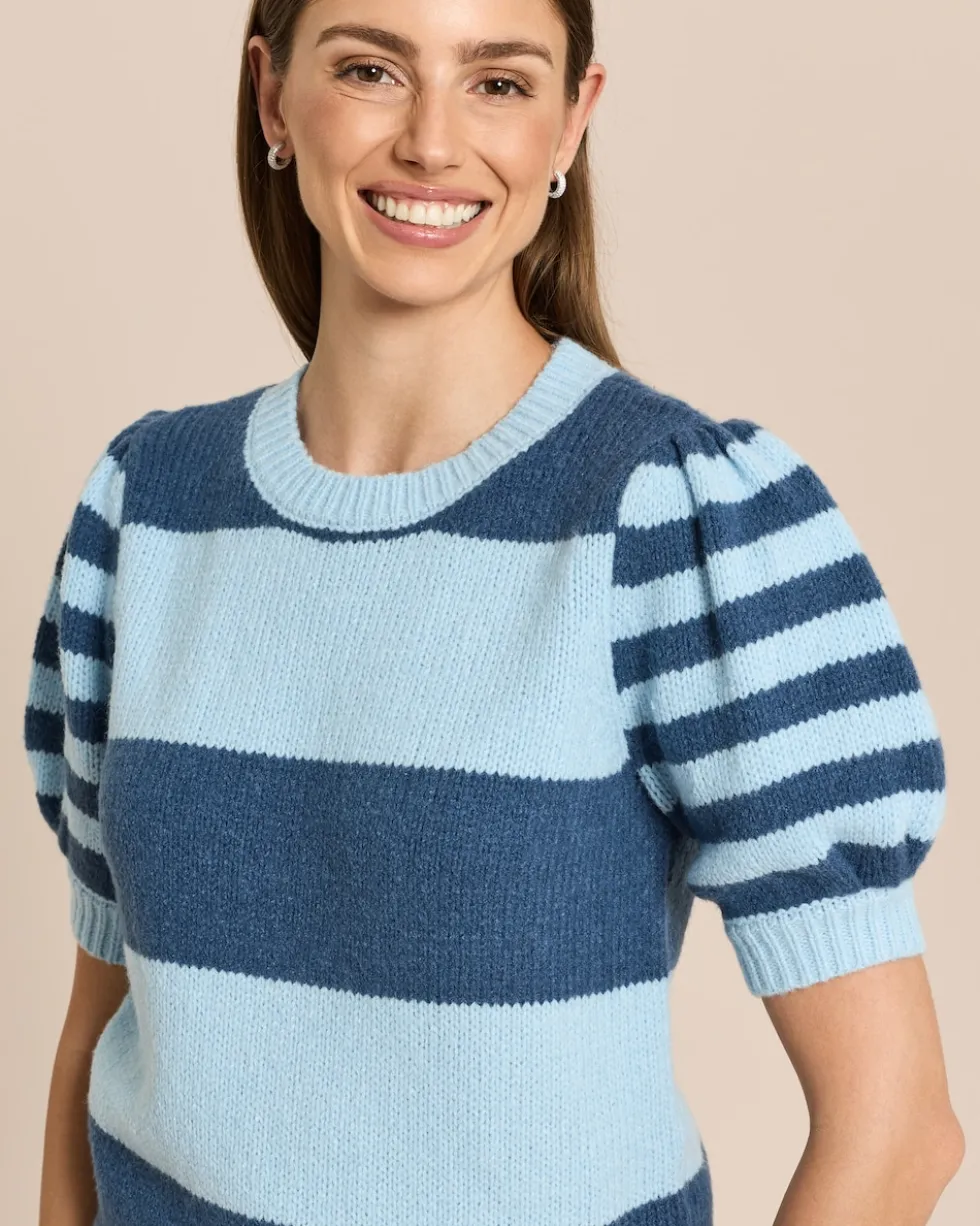 3/4-Arm-Pullover mit Streifen