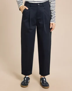 Barrel Fit Baumwollhose mit Bundfalte