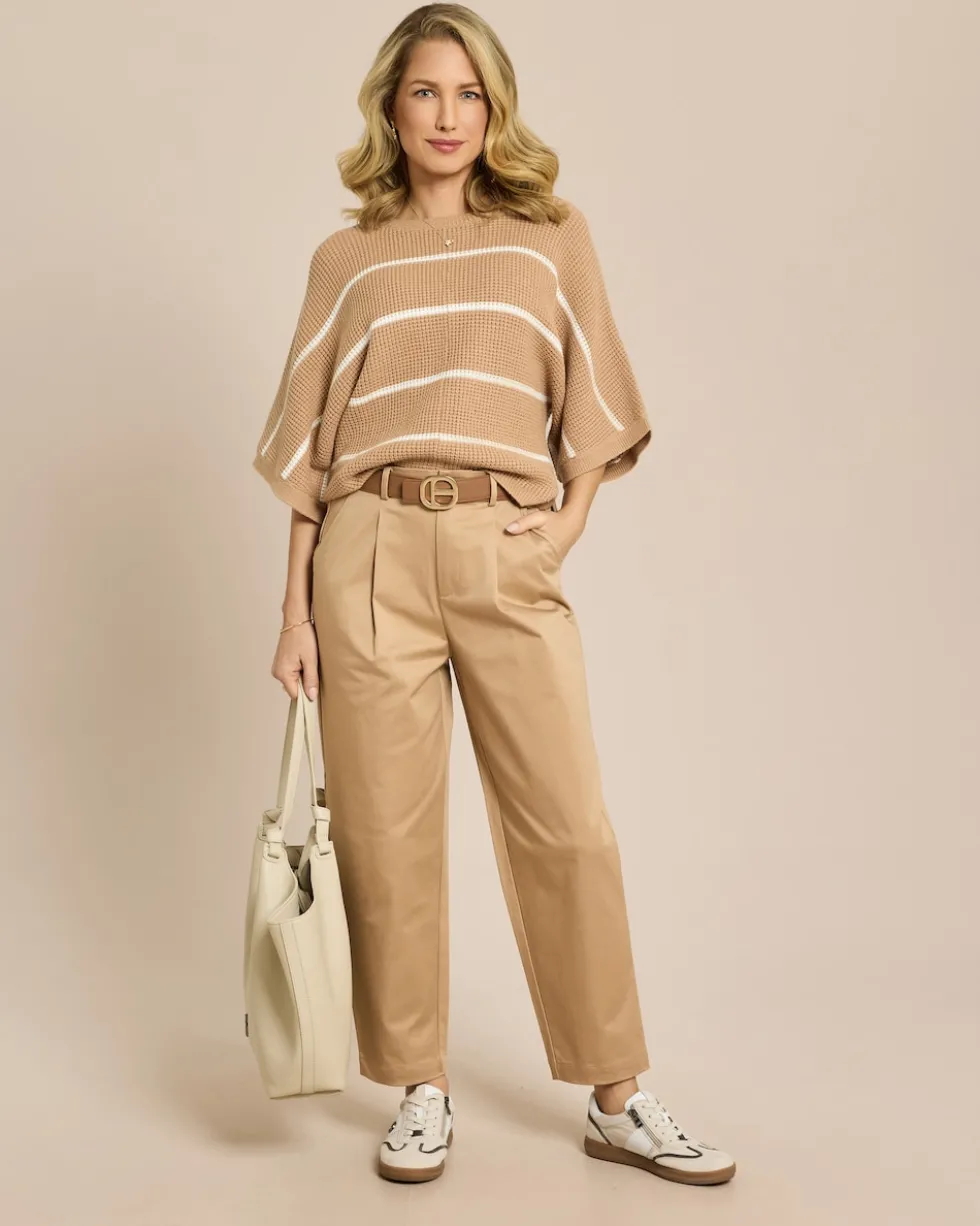 Barrel Fit Baumwollhose mit Bundfalte