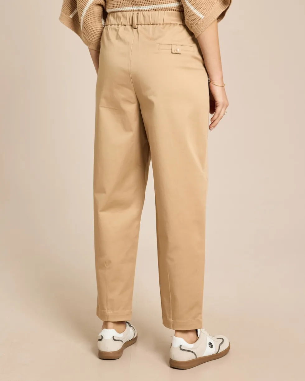 Barrel Fit Baumwollhose mit Bundfalte
