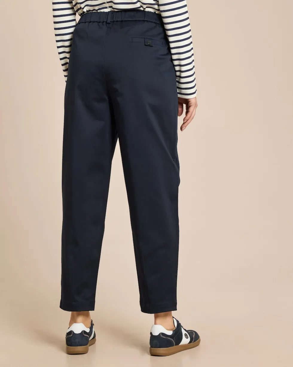 Barrel Fit Baumwollhose mit Bundfalte