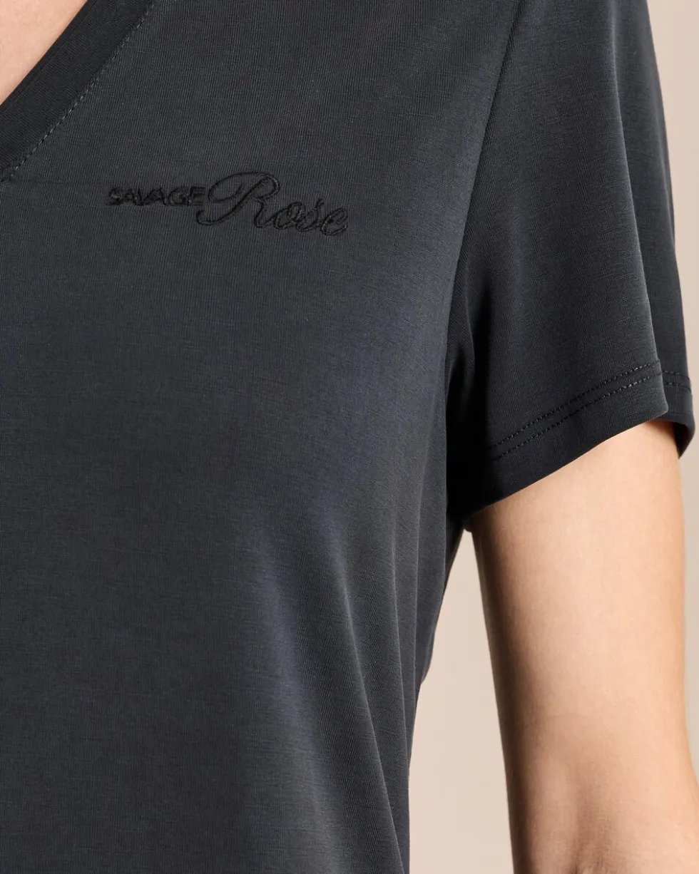Basic-Shirt mit Stickerei