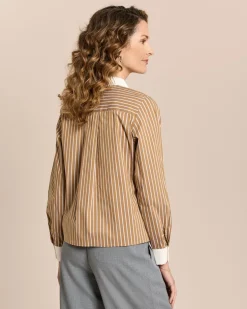 Baumwollstretch Bluse gestreift