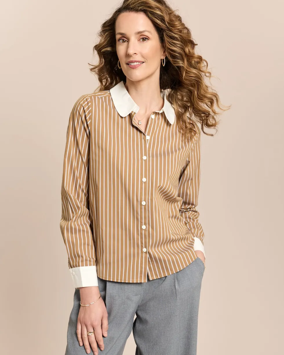 Baumwollstretch Bluse gestreift