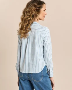 Baumwollstretch Bluse gestreift
