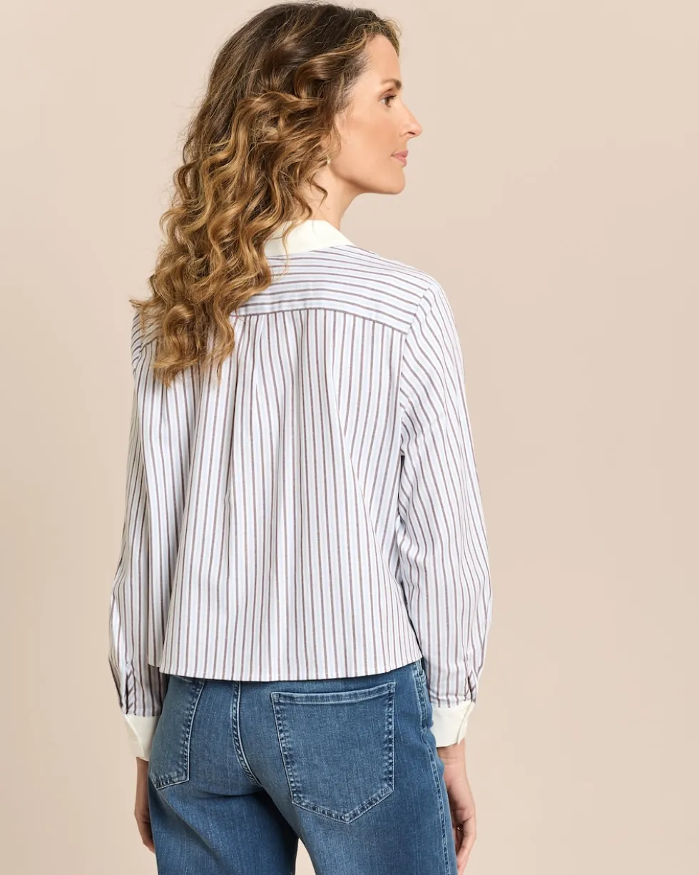 Baumwollstretch Bluse Streifenmix