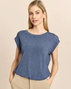 Überschnittenes T-Shirt in Denimoptik