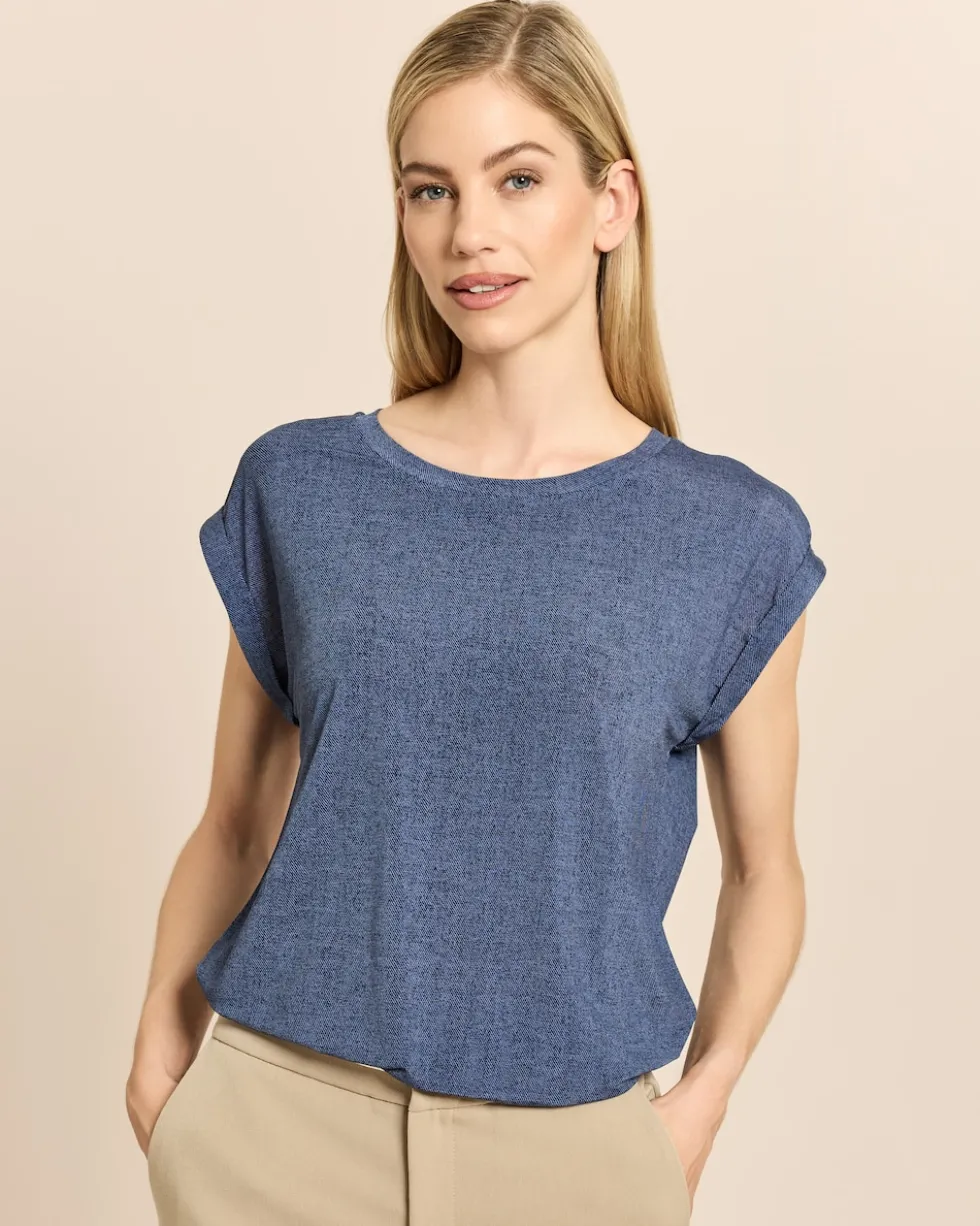 Überschnittenes T-Shirt in Denimoptik