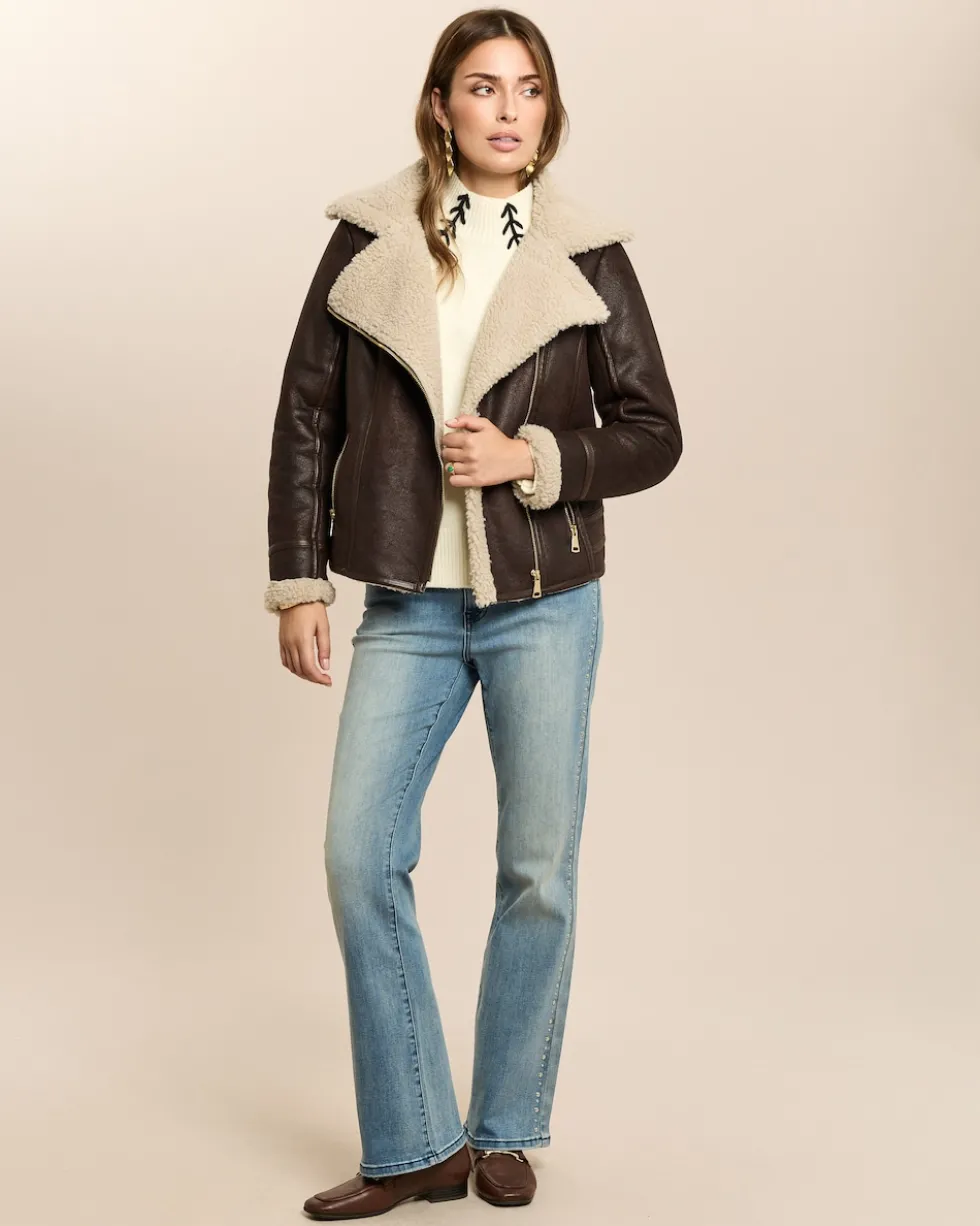 Bikerjacke Lammfellimitat