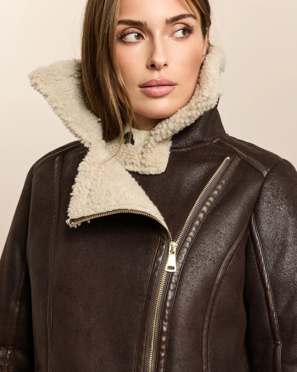 Bikerjacke Lammfellimitat