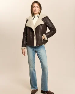 Bikerjacke Lammfellimitat