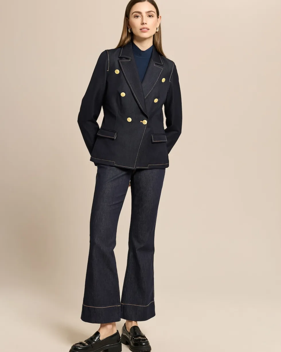 Blazer aus Denim mit Goldknöpfen