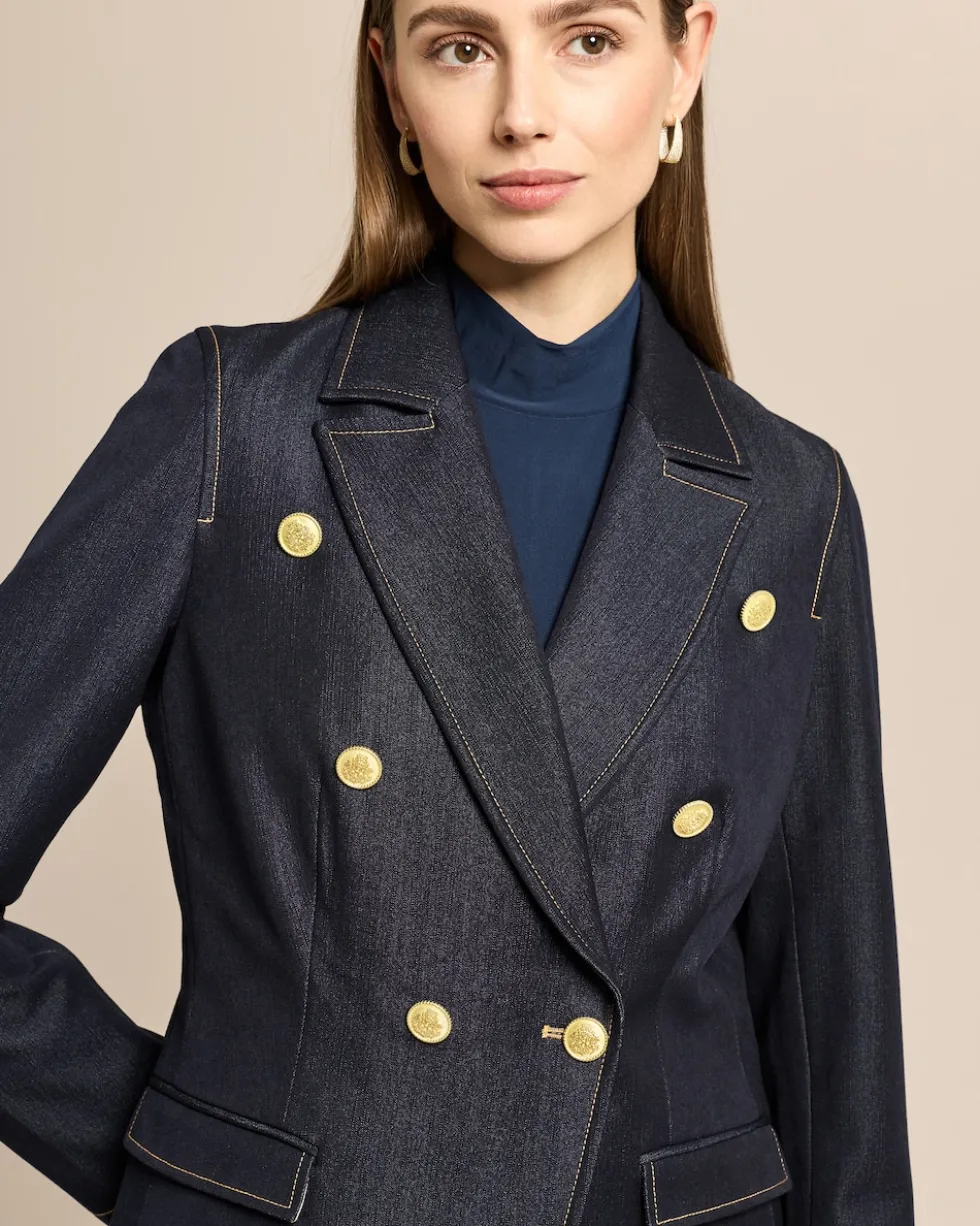 Blazer aus Denim mit Goldknöpfen