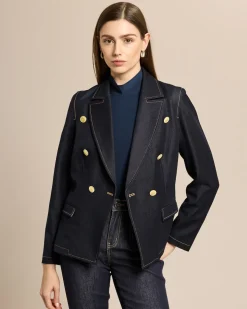Blazer aus Denim mit Goldknöpfen