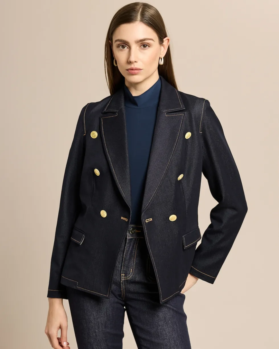 Blazer aus Denim mit Goldknöpfen