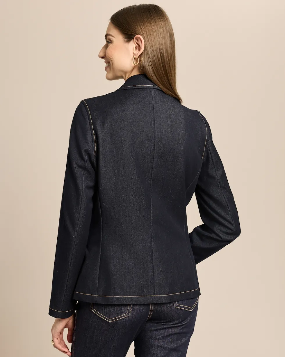 Blazer aus Denim mit Goldknöpfen