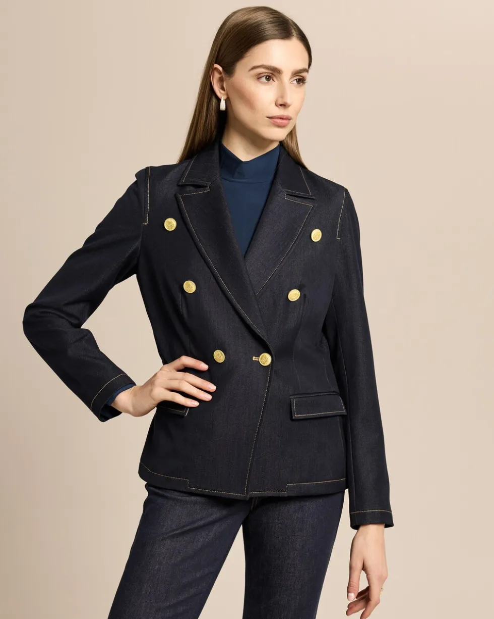 Blazer aus Denim mit Goldknöpfen