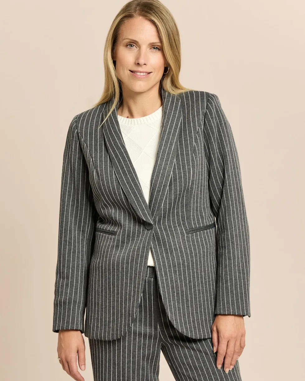 Blazer in Ponte di Roma mit Nadelstreifen