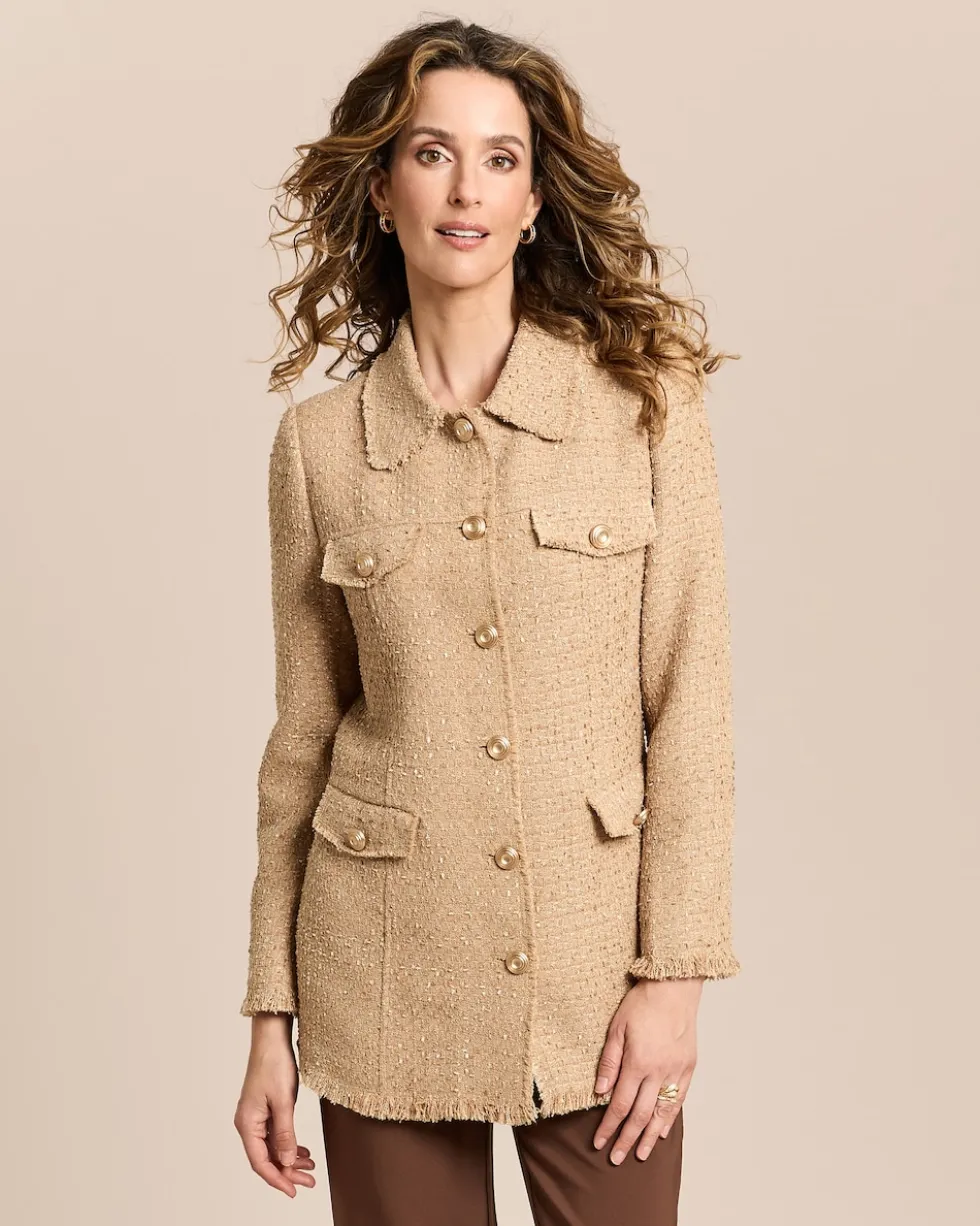 Blazer mit Glitzer und Bouclé-Optik