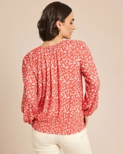 Bluse in Jacquardjersey mit Blumendruck