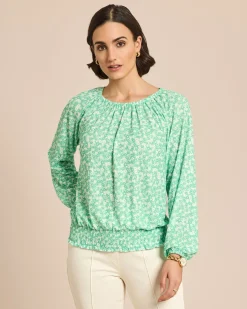 Bluse in Jacquardjersey mit Blumendruck