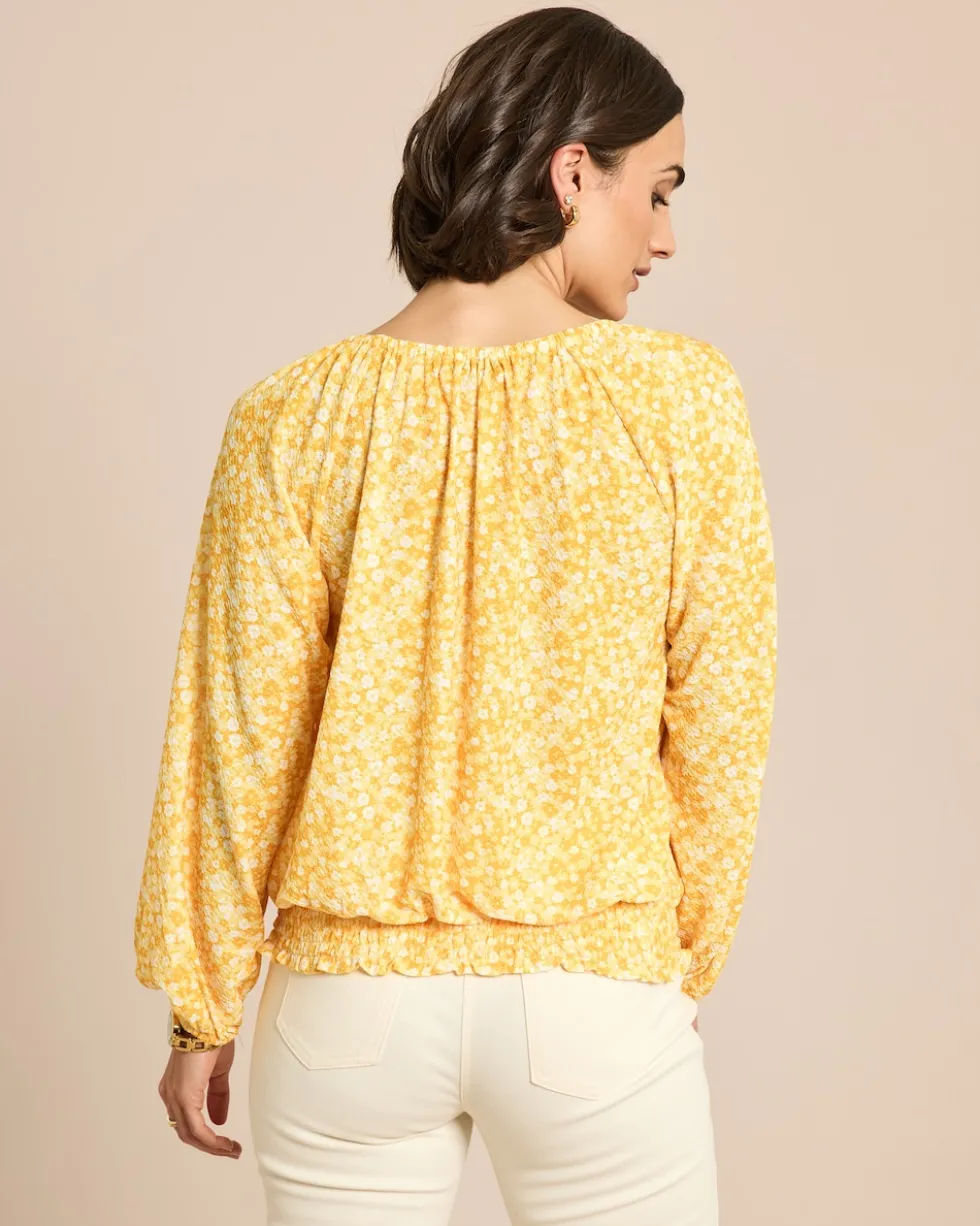 Bluse in Jacquardjersey mit Blumendruck