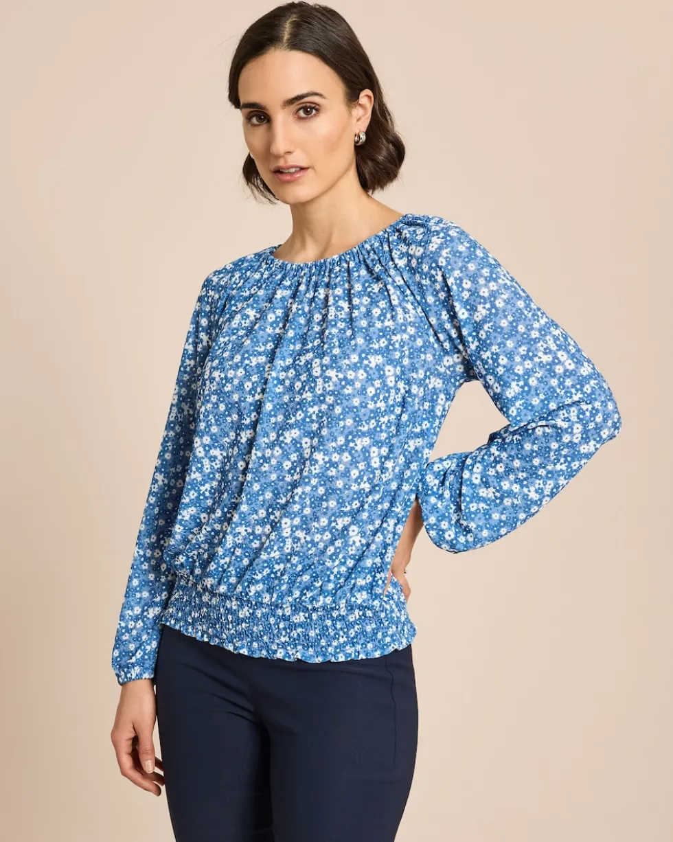 Bluse in Jacquardjersey mit Blumendruck