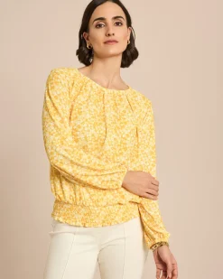 Bluse in Jacquardjersey mit Blumendruck