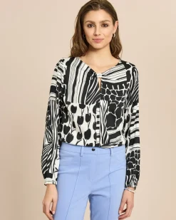 Bluse in Viscose-Stretch mit Druck