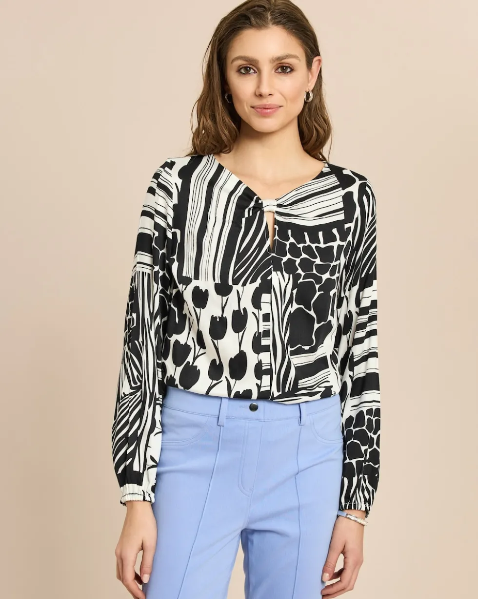 Bluse in Viscose-Stretch mit Druck
