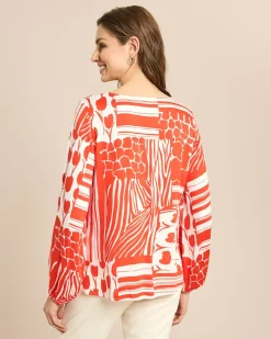 Bluse in Viscose-Stretch mit Druck