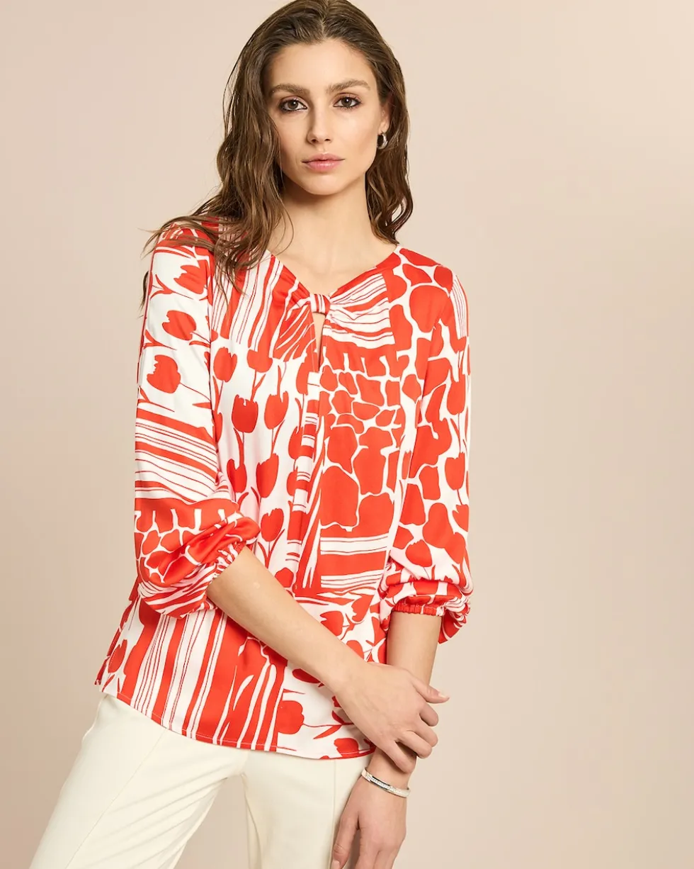 Bluse in Viscose-Stretch mit Druck