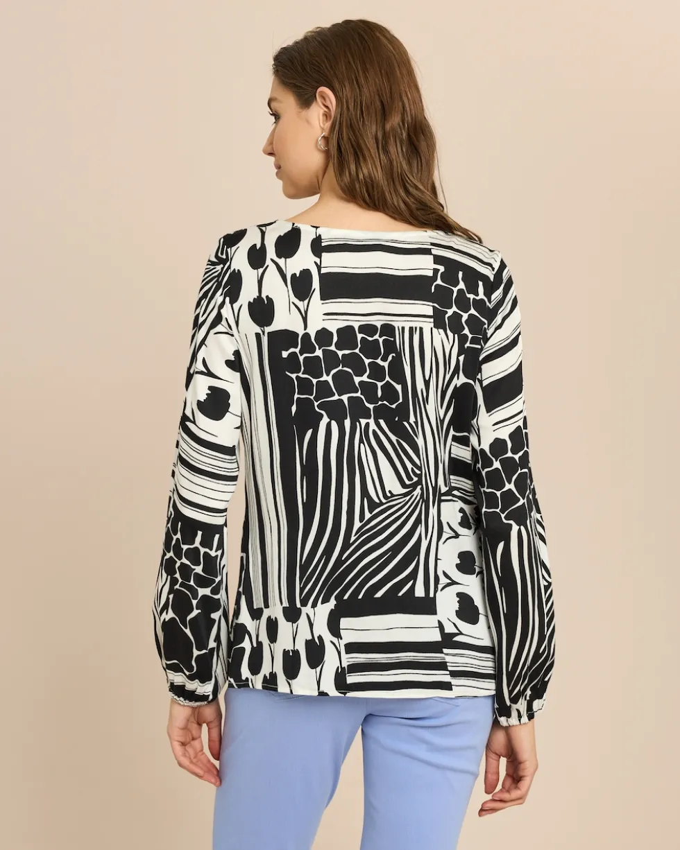Bluse in Viscose-Stretch mit Druck