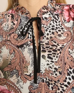 Bluse mit Animal- und Blumenprint