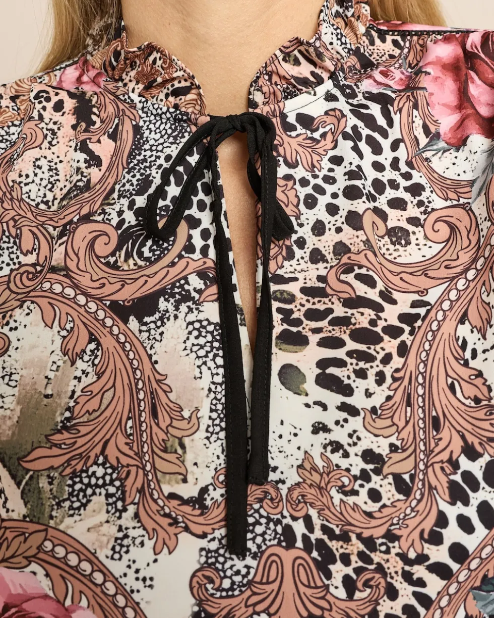 Bluse mit Animal- und Blumenprint
