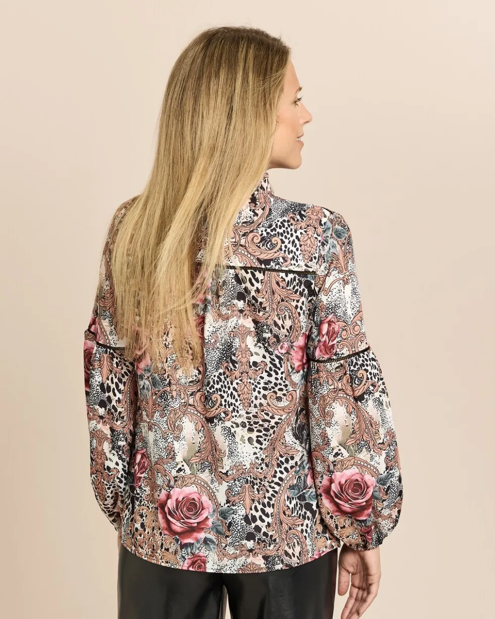 Bluse mit Animal- und Blumenprint