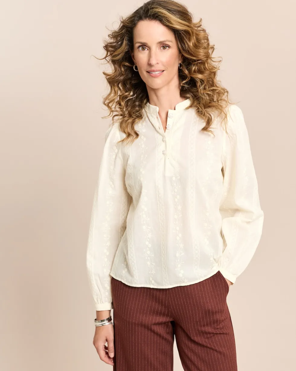 Bluse mit Blumenstickerei