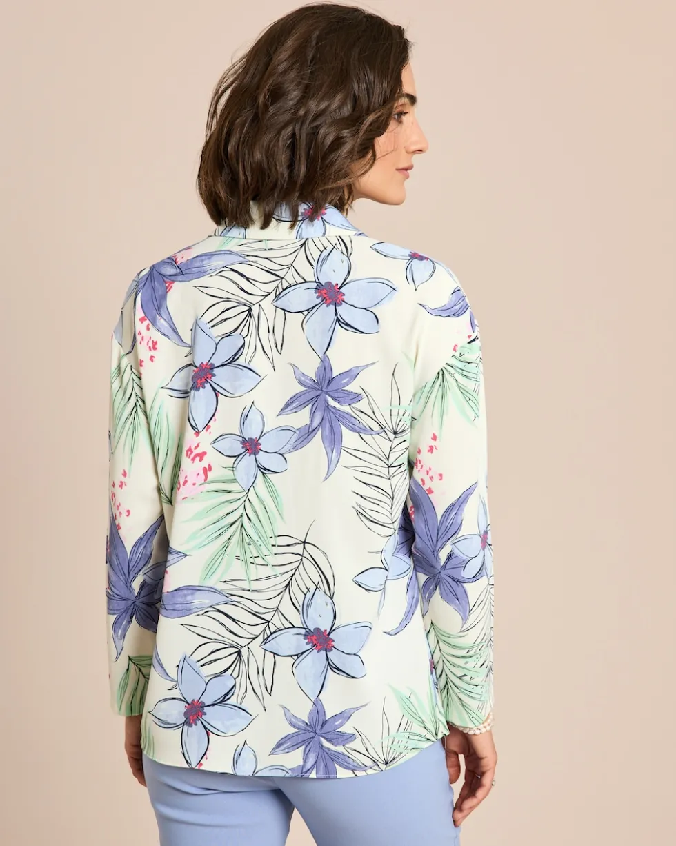 Bluse mit Hemdkragen Blätter-u.Blüten