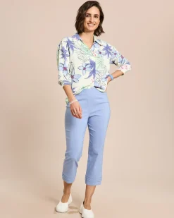Bluse mit Hemdkragen Blätter-u.Blüten