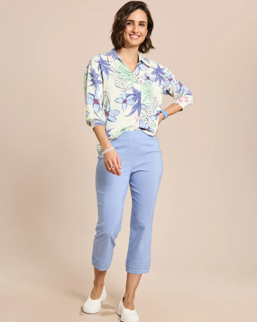Bluse mit Hemdkragen Blätter-u.Blüten