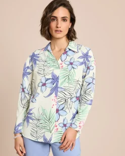 Bluse mit Hemdkragen Blätter-u.Blüten