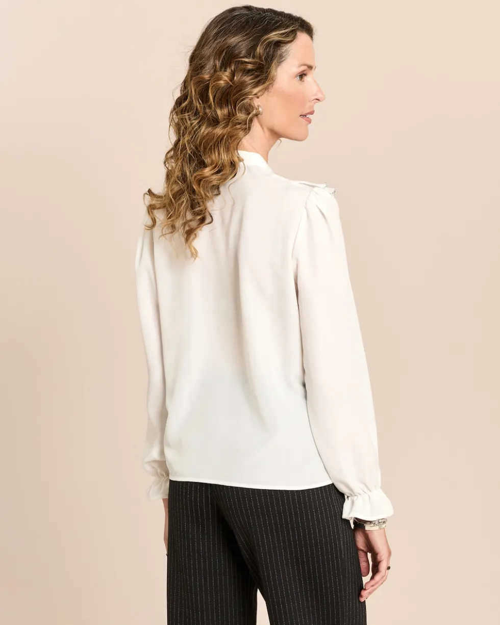 Bluse mit Rüschen und Schleifendetail