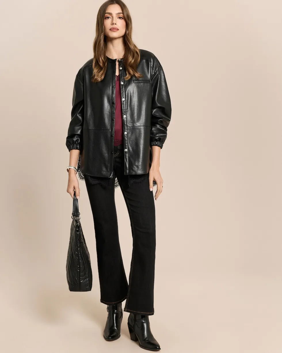Blusenjacke in Lederimitat