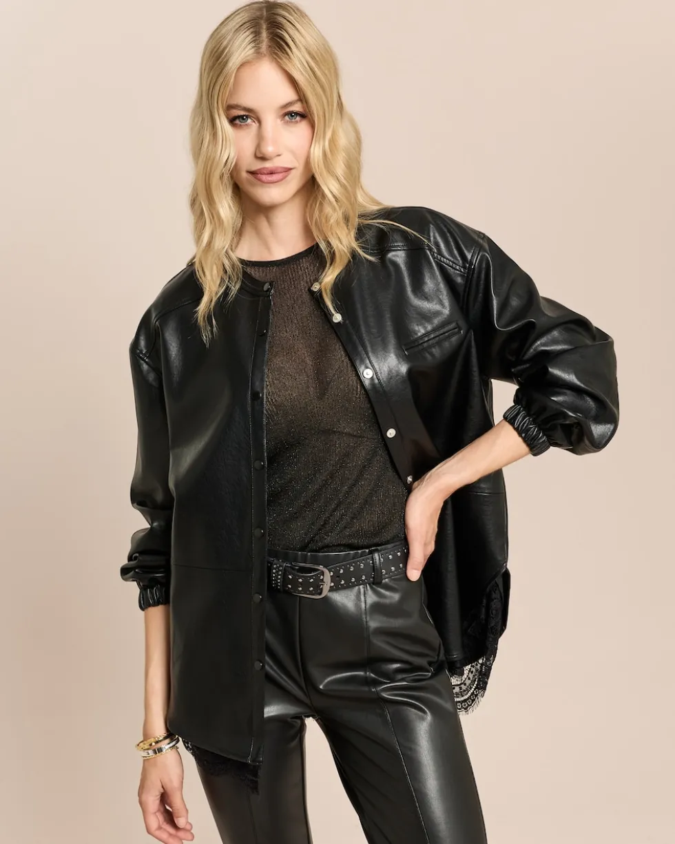 Blusenjacke in Lederimitat