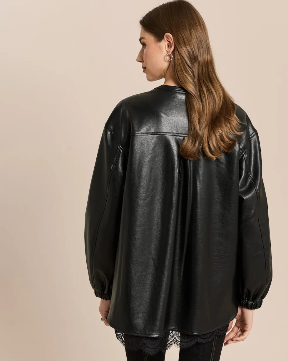 Blusenjacke in Lederimitat