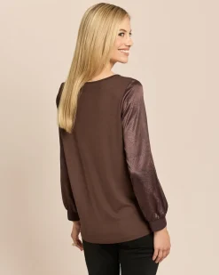 Blusenshirt im Materialmix